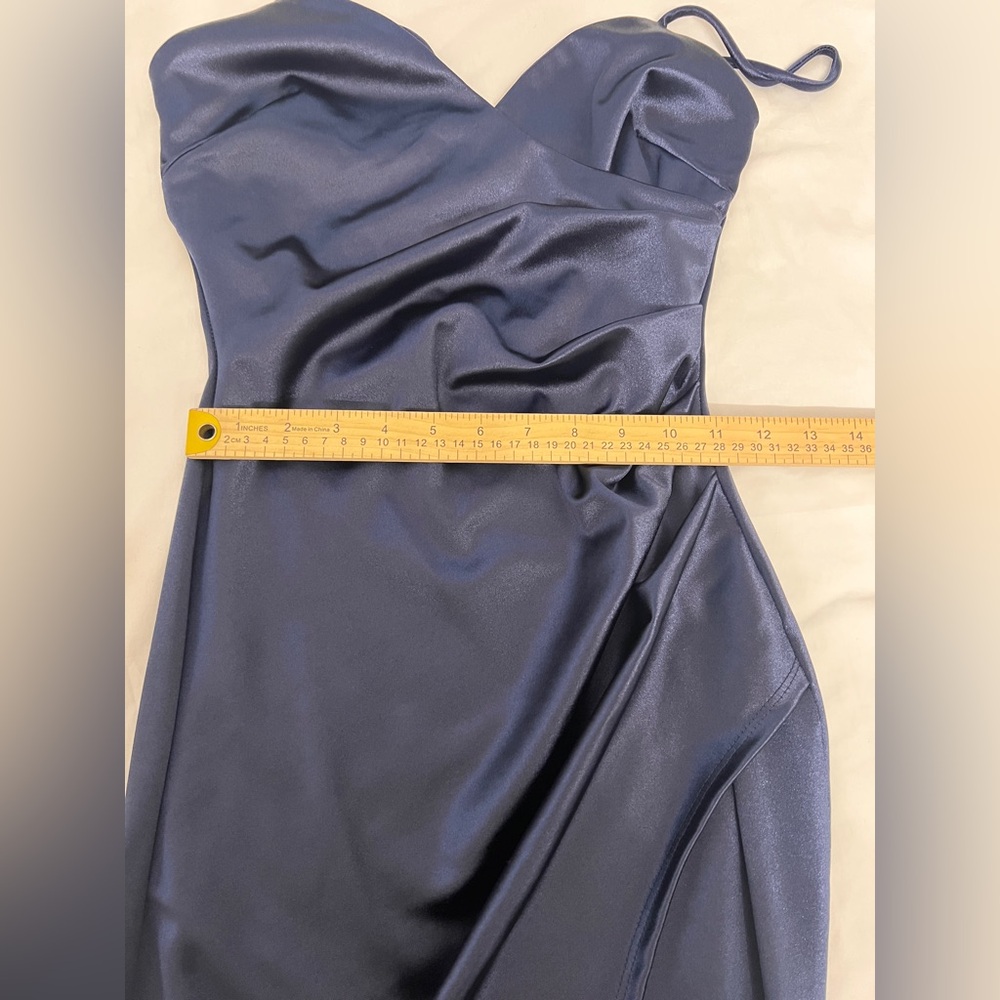 Windsor Midnight Blue Satin Mini Dress - Picture 9 of 10